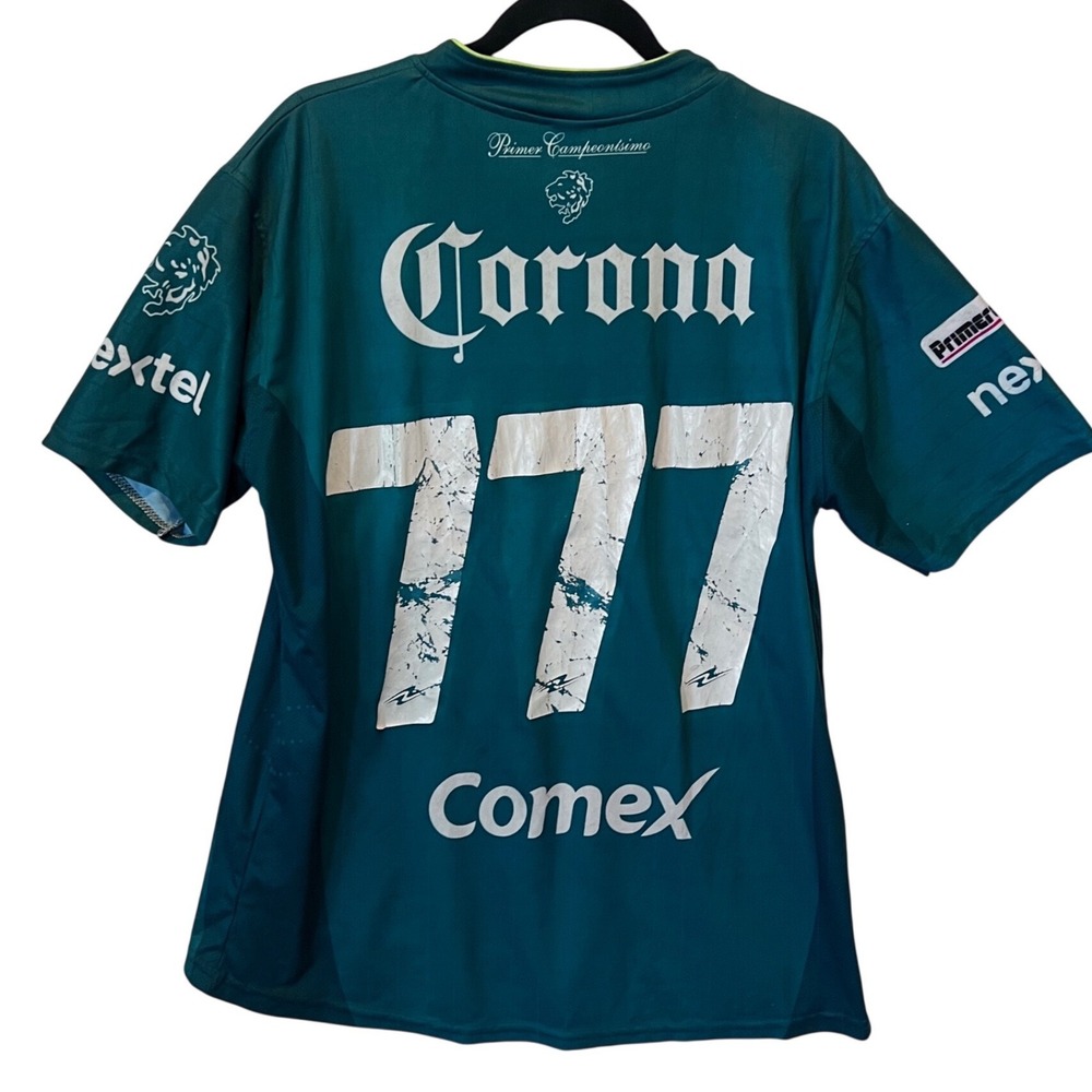 Club Leon Liga MX Soccer Jersey Green Mens Large 777 Corona Coca-Cola Sponsor‎